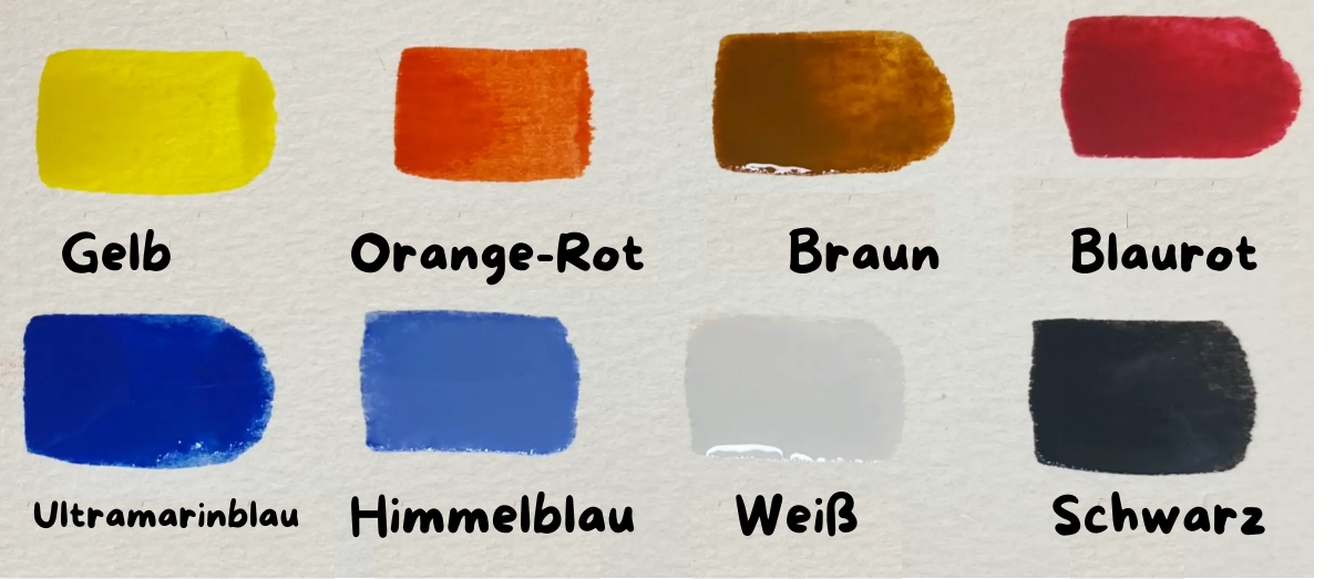 die grundlegenden Farben für Aquarell