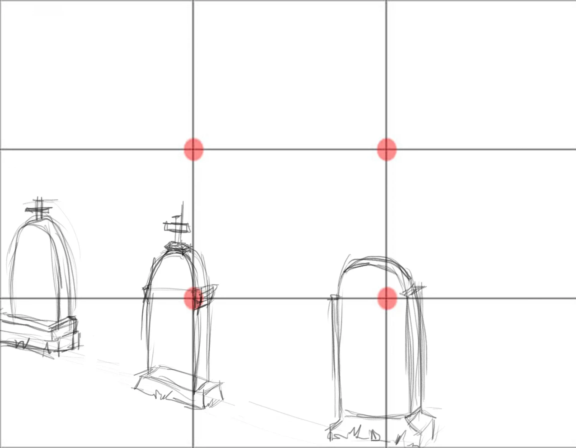 draw the base of a cemetery
