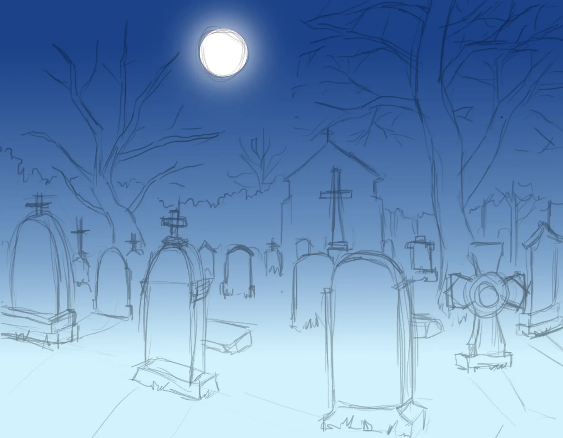 draw the colors of a cemetery
