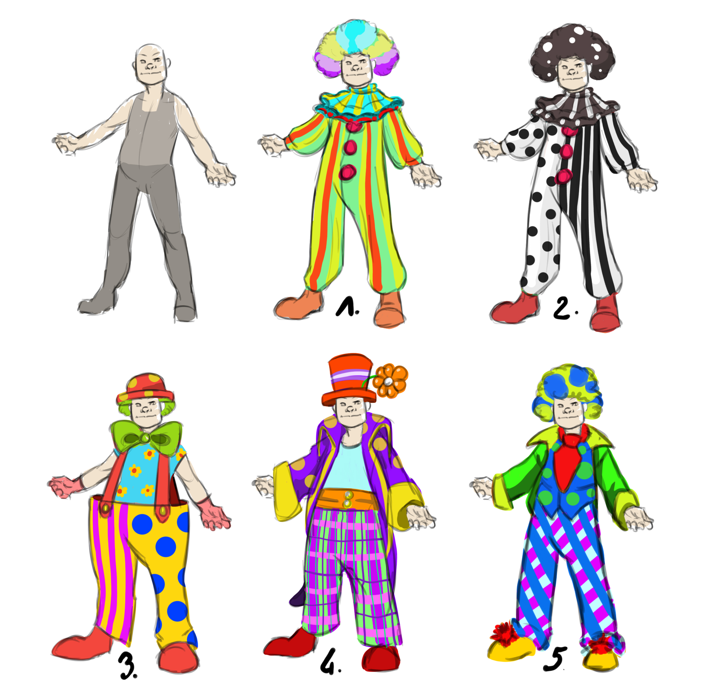 croquis des codes de clowns