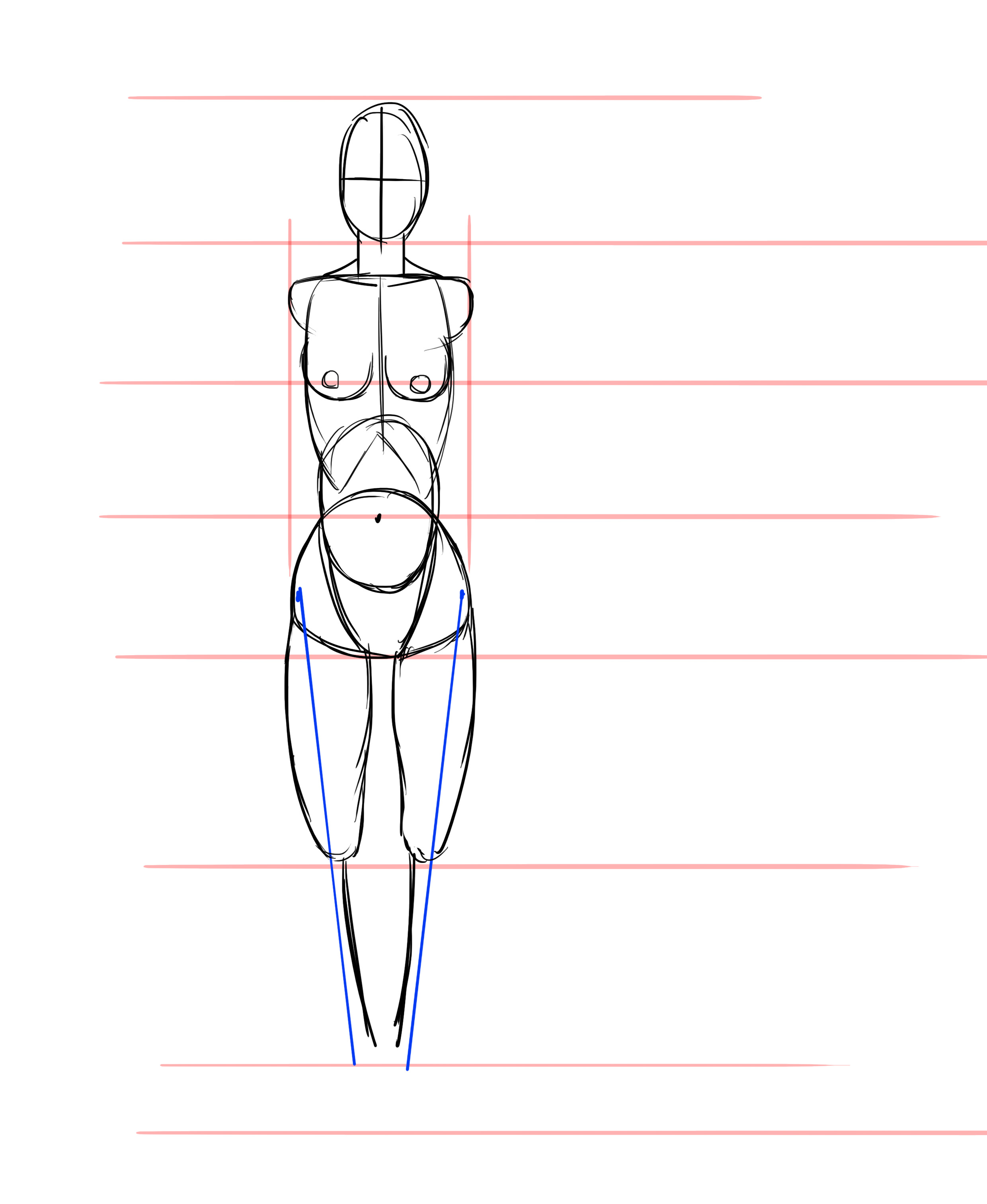 dessiner les jambes d’une femme de face 3