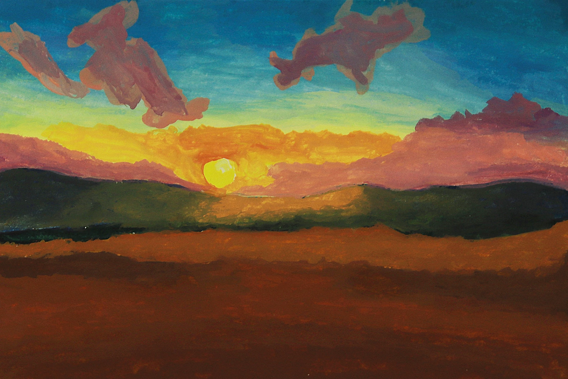 Malen Sie die Details der Wolken eines Sonnenuntergangs mit Acryl