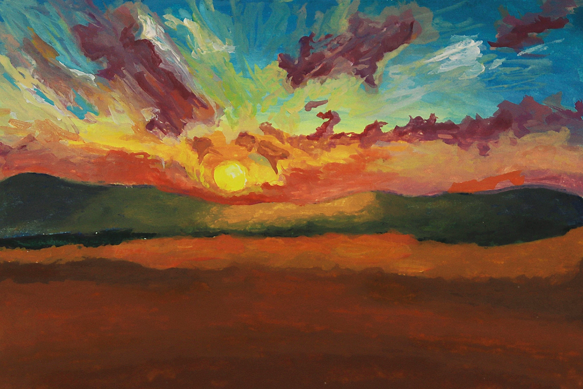 Malen Sie die leuchtenden Reflexionen eines Sonnenuntergangs mit Acryl