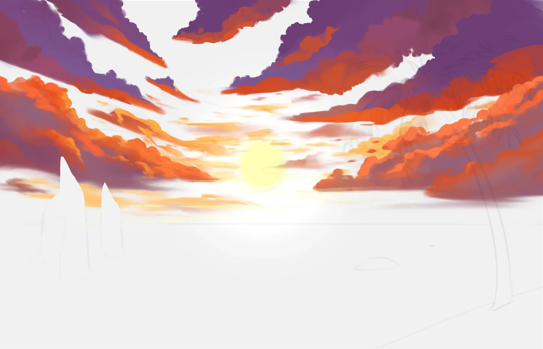 dessiner les couleurs des nuages d’un coucher de soleil