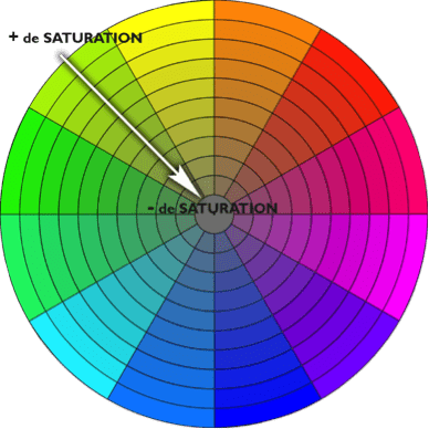 Schéma explicatif des degrés de saturation des couleurs