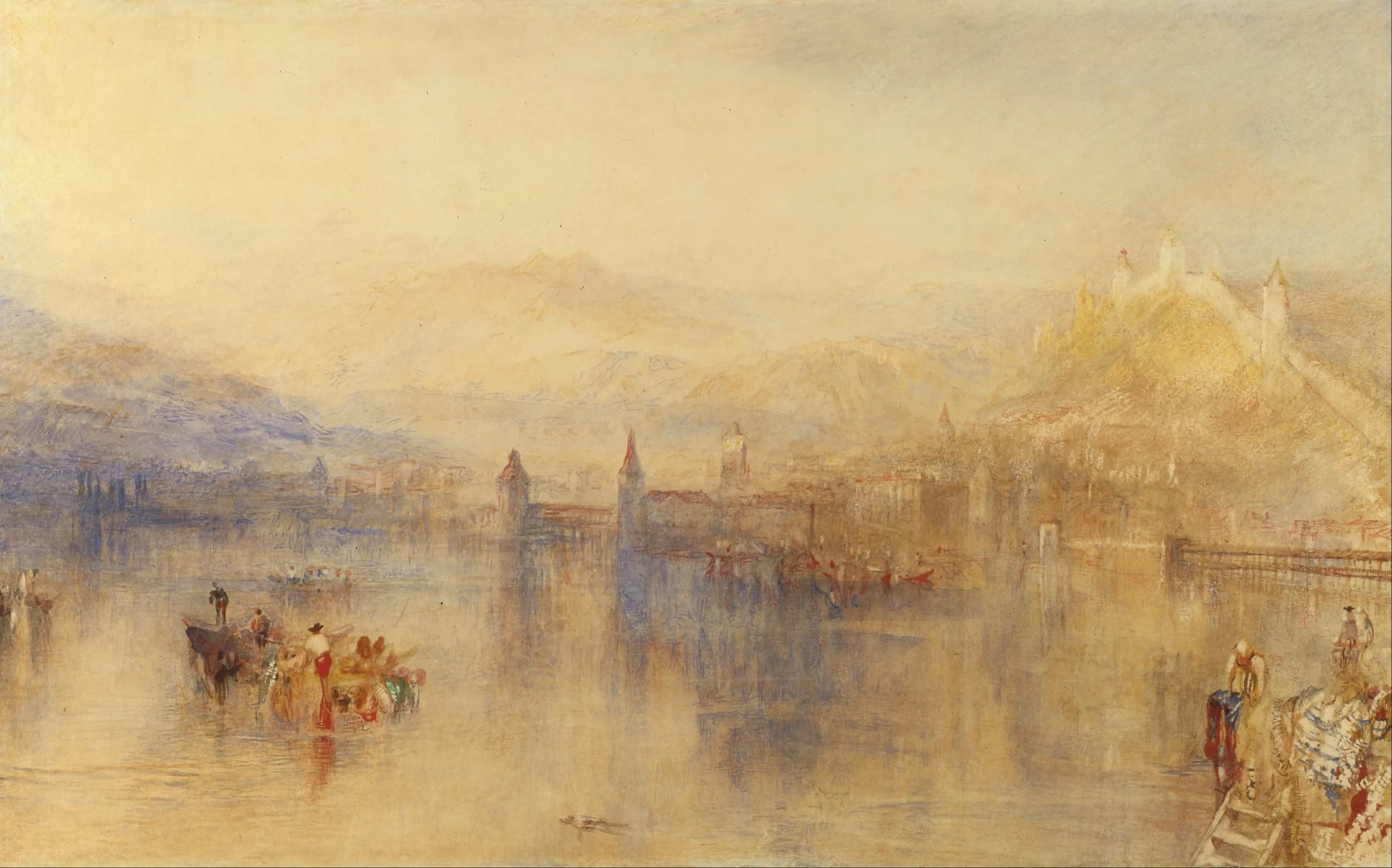 Lucerne depuis le lac, aquarelle de J.M.W Turner
