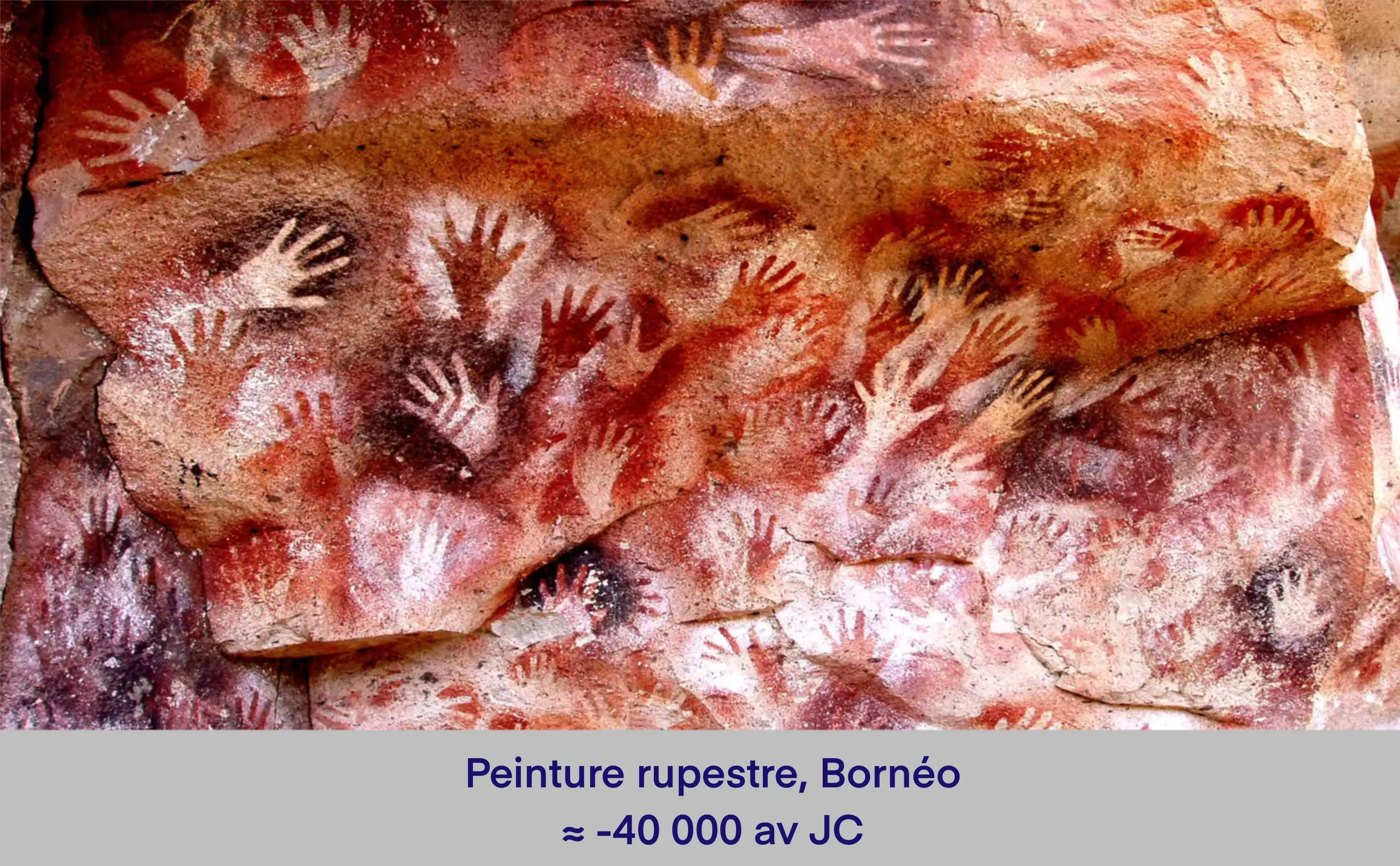 Préhistoire, peinture rupestre, grotte de Bornéo