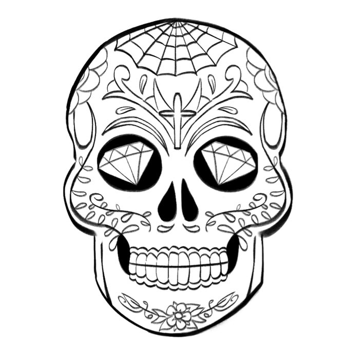 dessiner les ornements du deuxième crâne mexicain 5