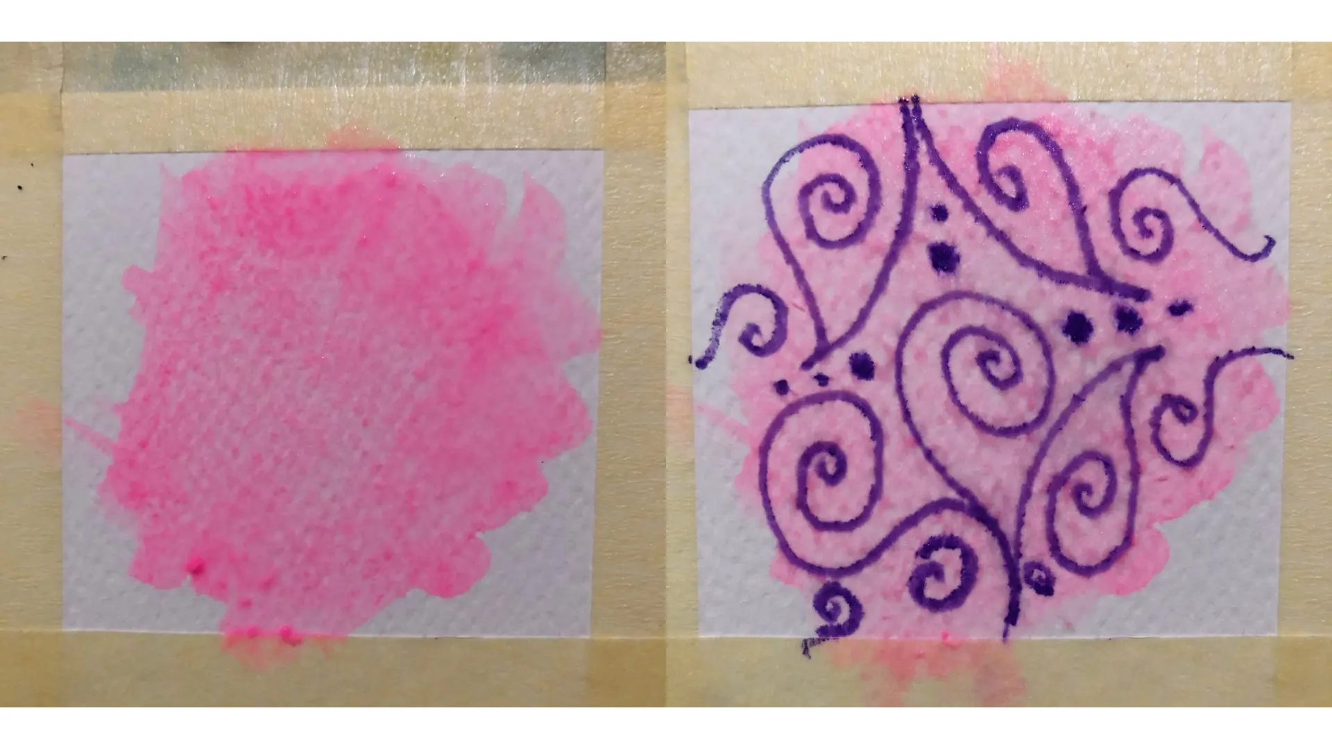 dessiner sur une surface humide avec un crayon aquarellable