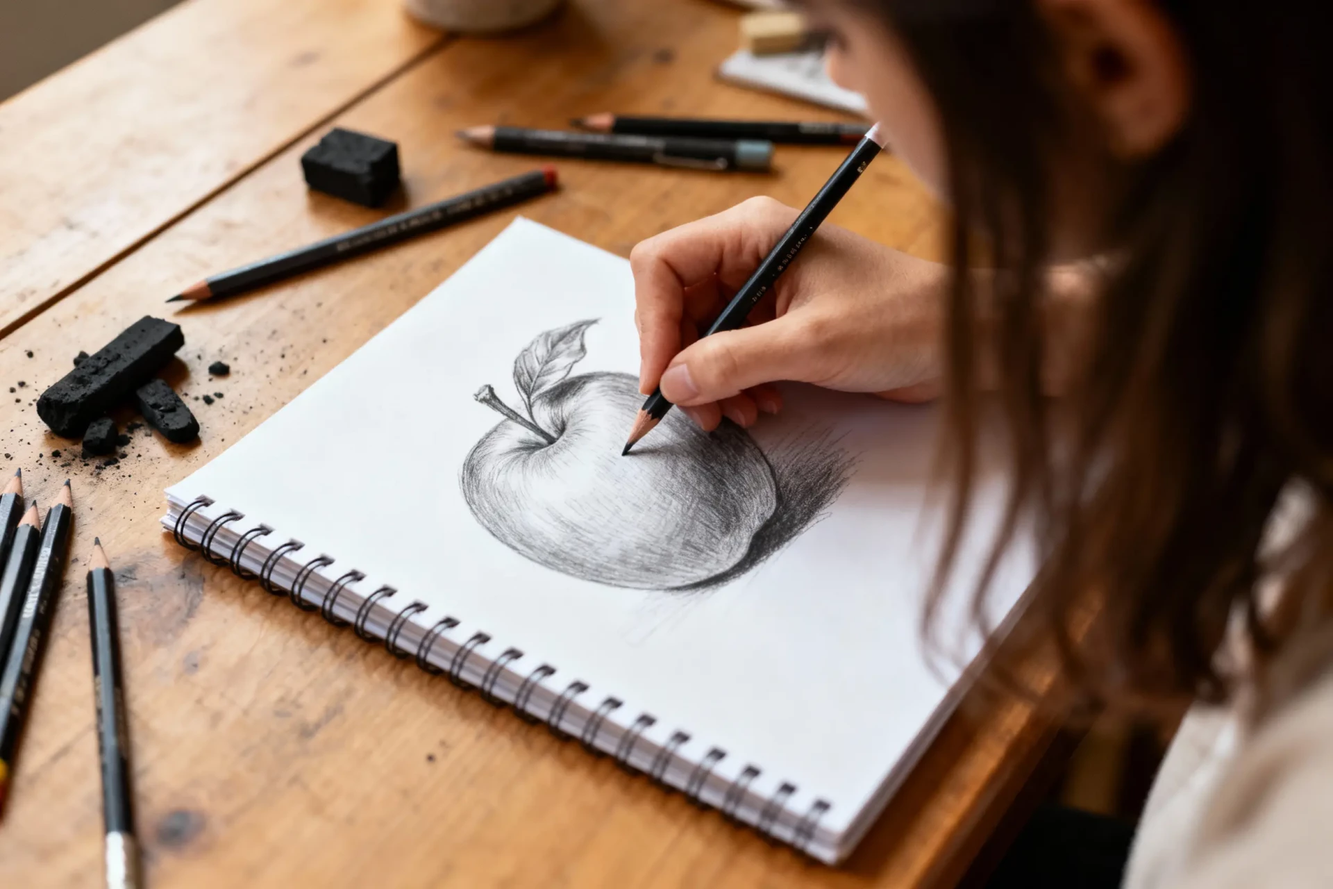 dessiner avec un crayon graphite ou un fusain