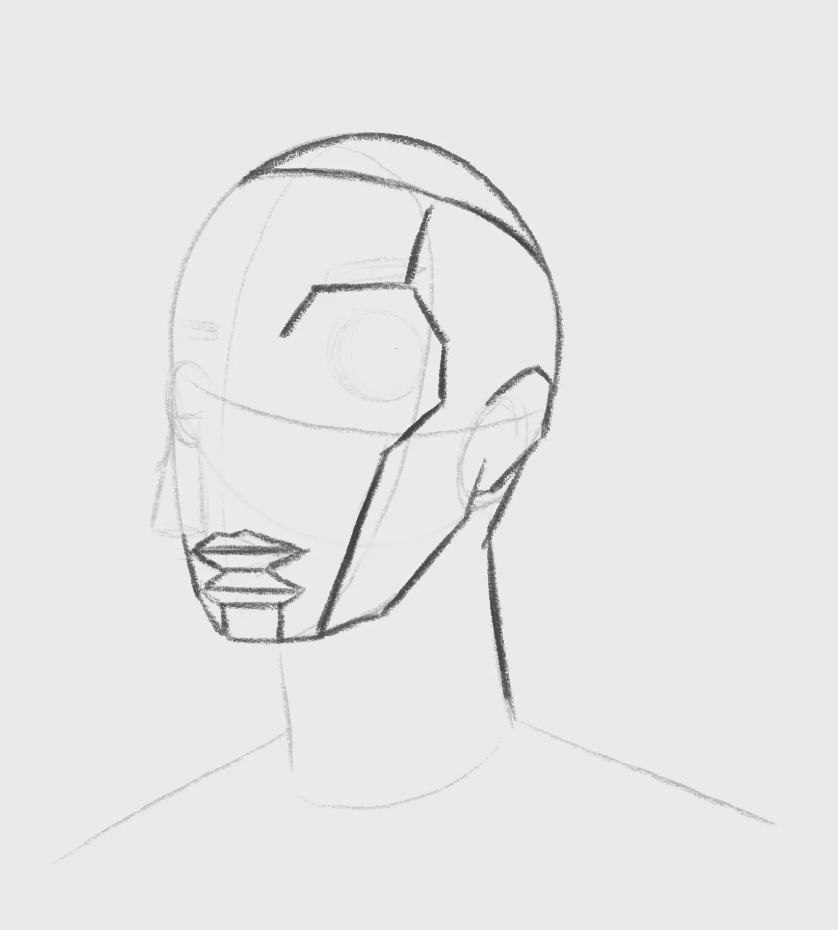 dessiner la tête d’un dessin cubiste