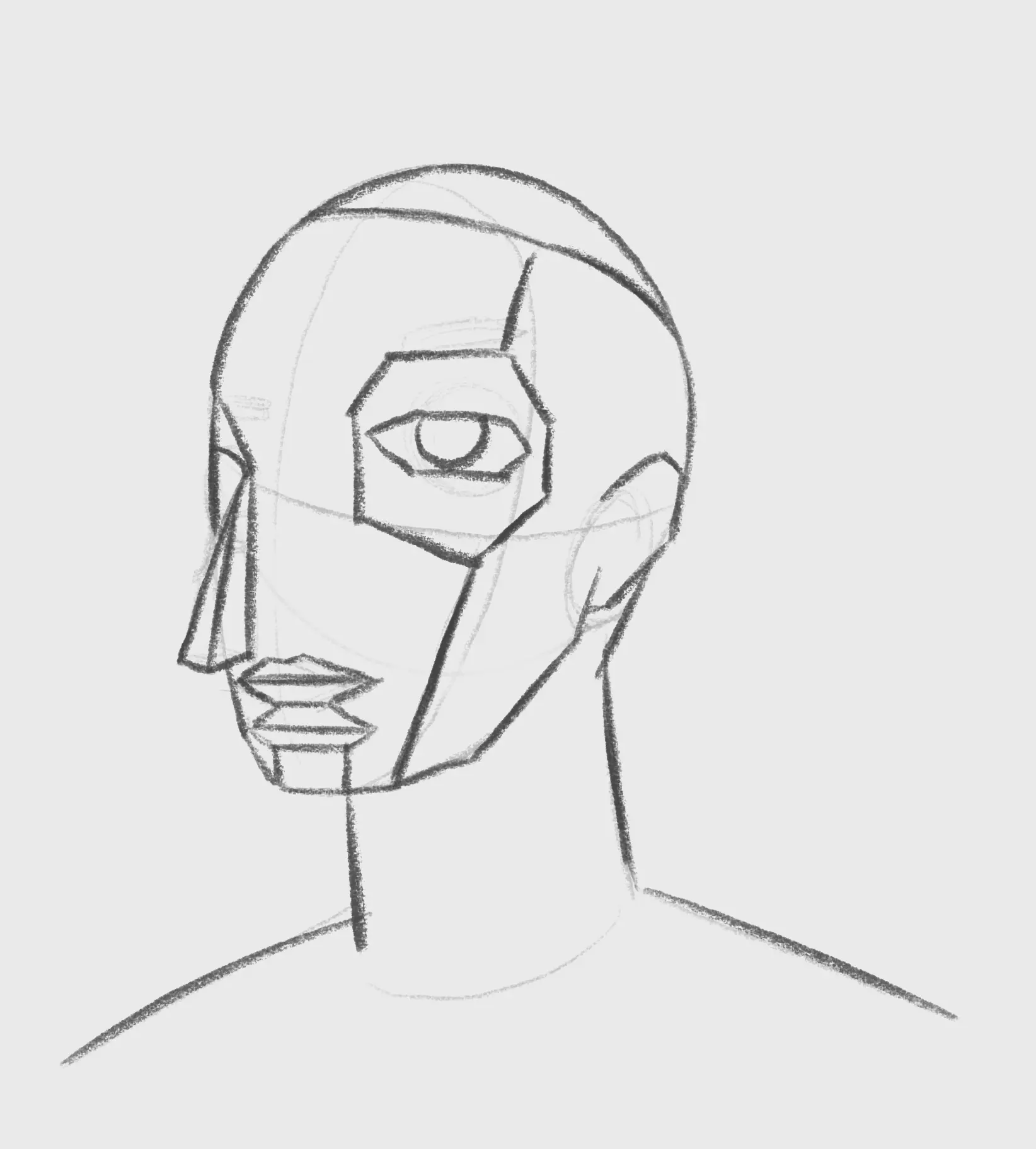 dessiner le visage d’un dessin cubiste