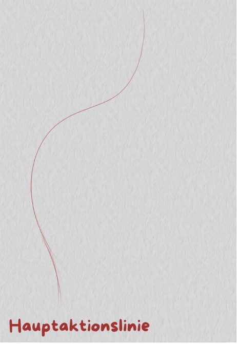 Zeichnung der Hauptaktionslinie einer Pose