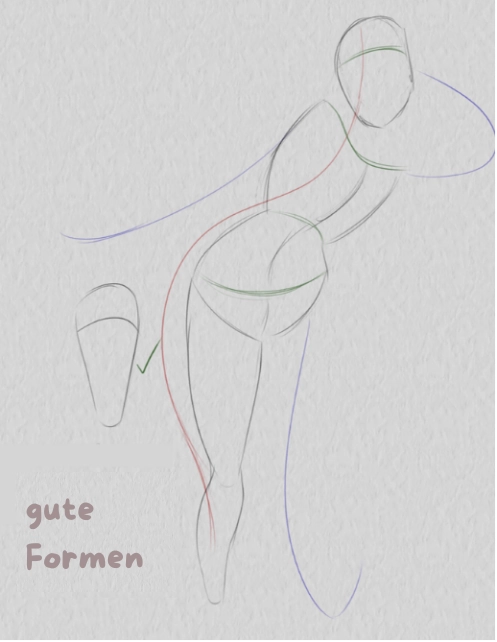 Zeichnung der richtigen Form einer Pose