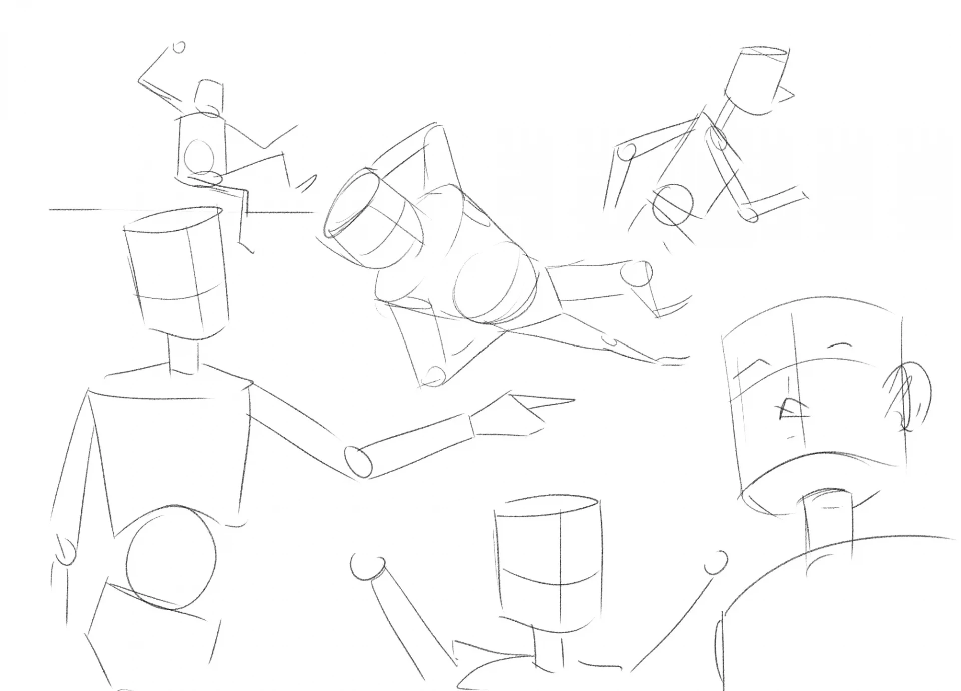 draw several character poses from imagination