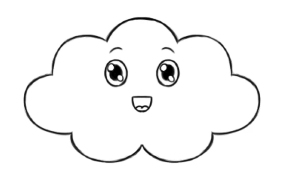 Dessin d'un nuage kawaii facile, étape 3