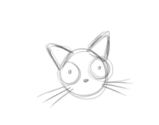 Dessiner un chat noir facilement, étape 1