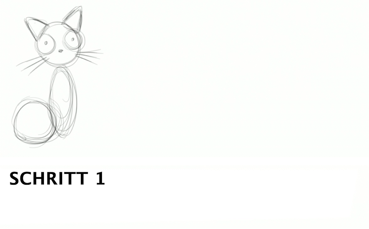 Einen schwarzen Katze einfach zeichnen, Schritt 2