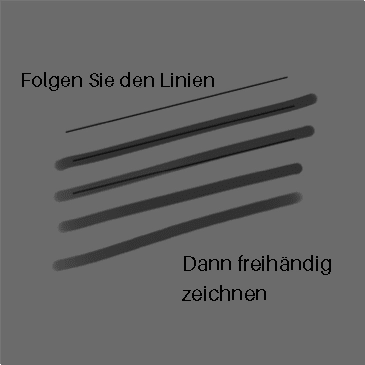 Illustration von Übungen zum Zeichnen auf einem Tablet