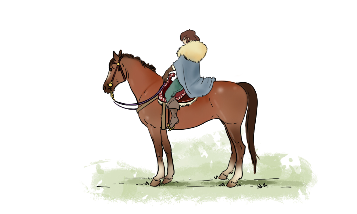 dessin difficile d’un cavalier à cheval