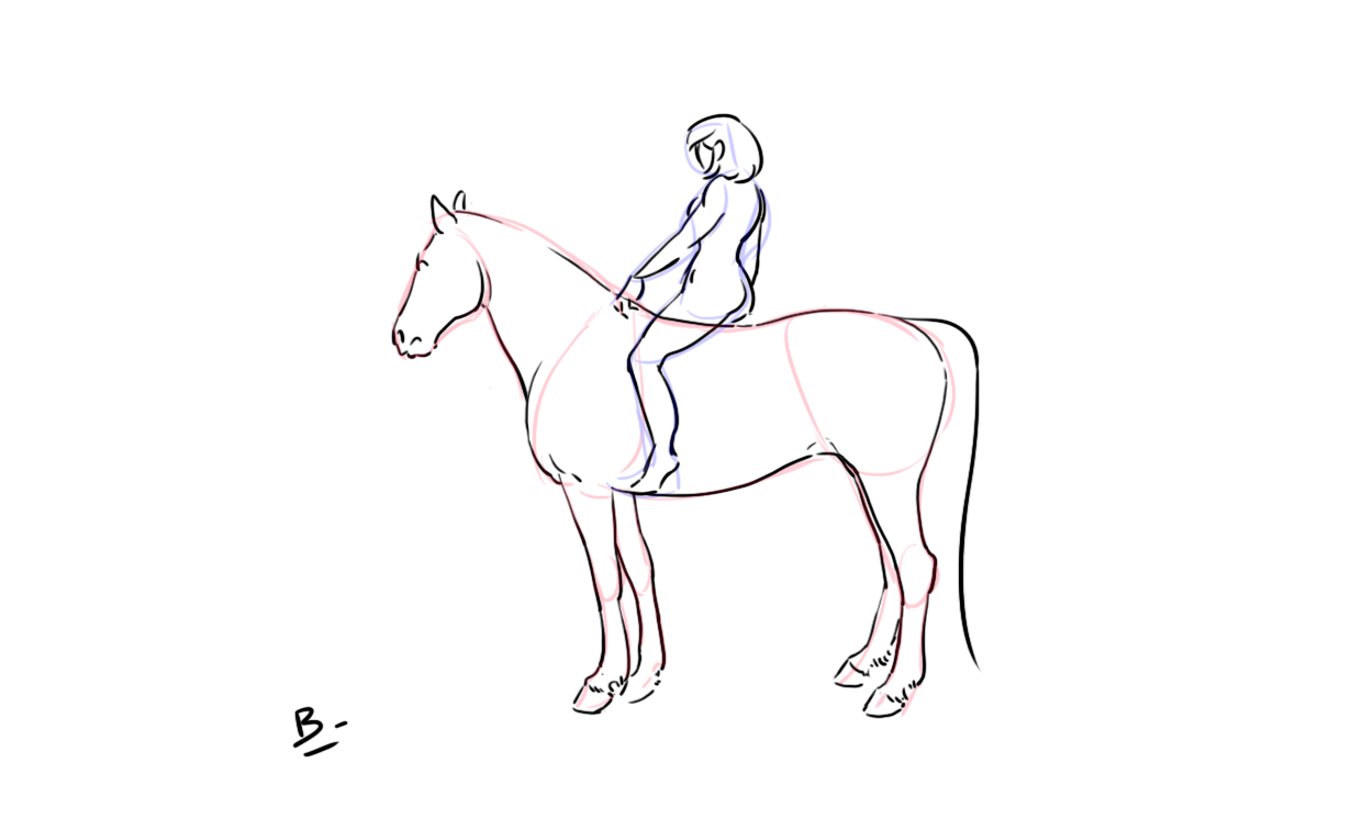 dessin difficile du cheval et du cavalier 1