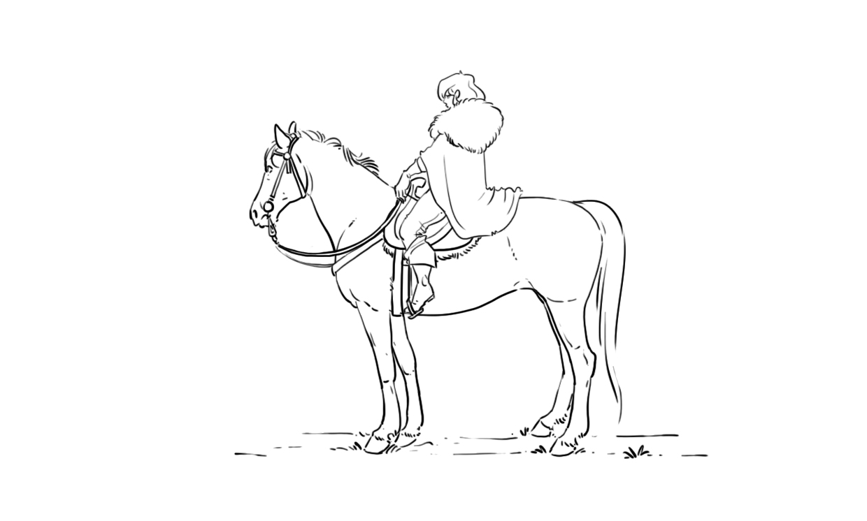 dessin difficile du cheval et du cavalier 5
