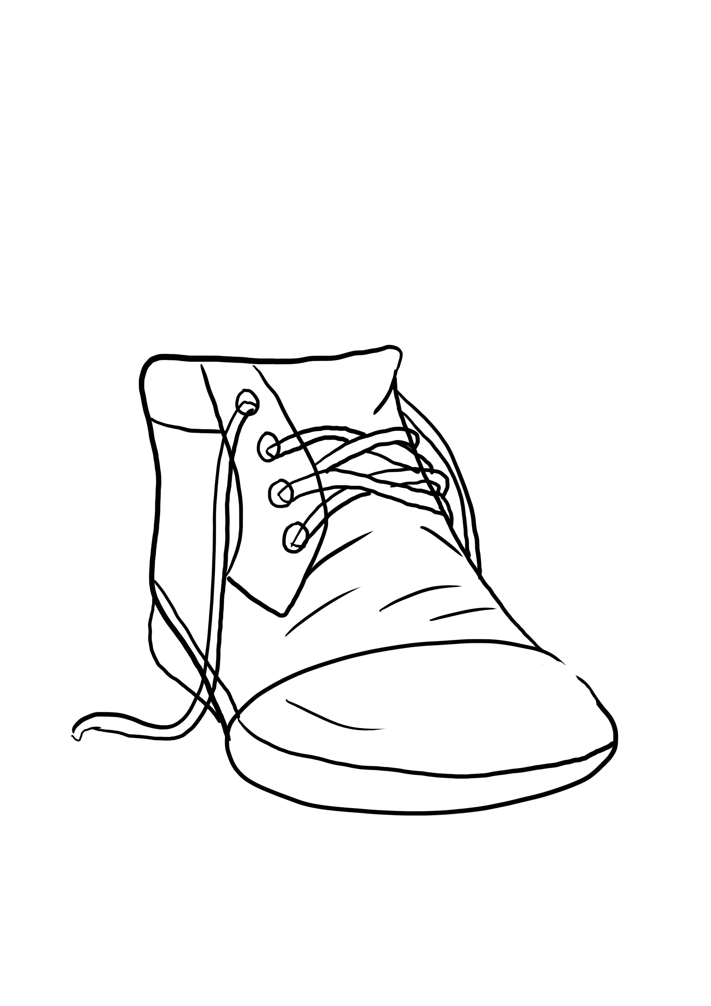 dessin difficile : plis et coutures de la chaussure