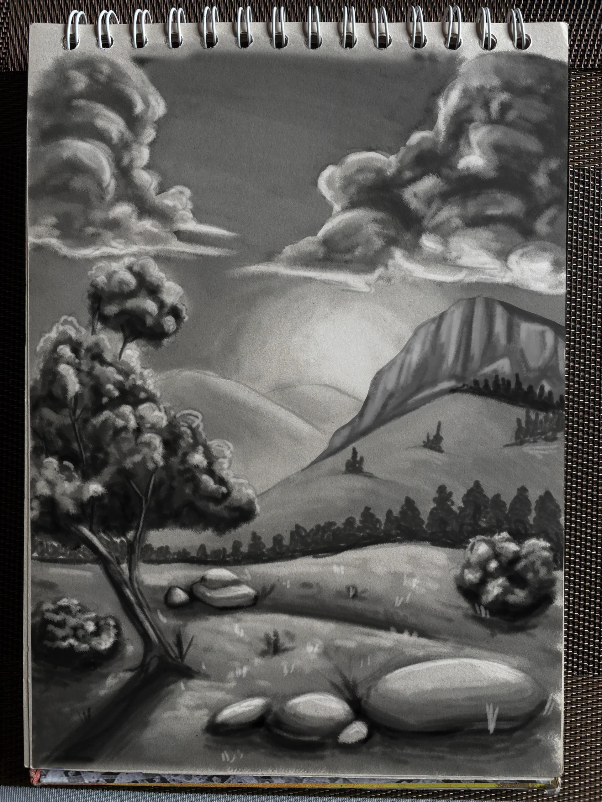 dessiner le ciel d’un paysage en perspective atmosphérique