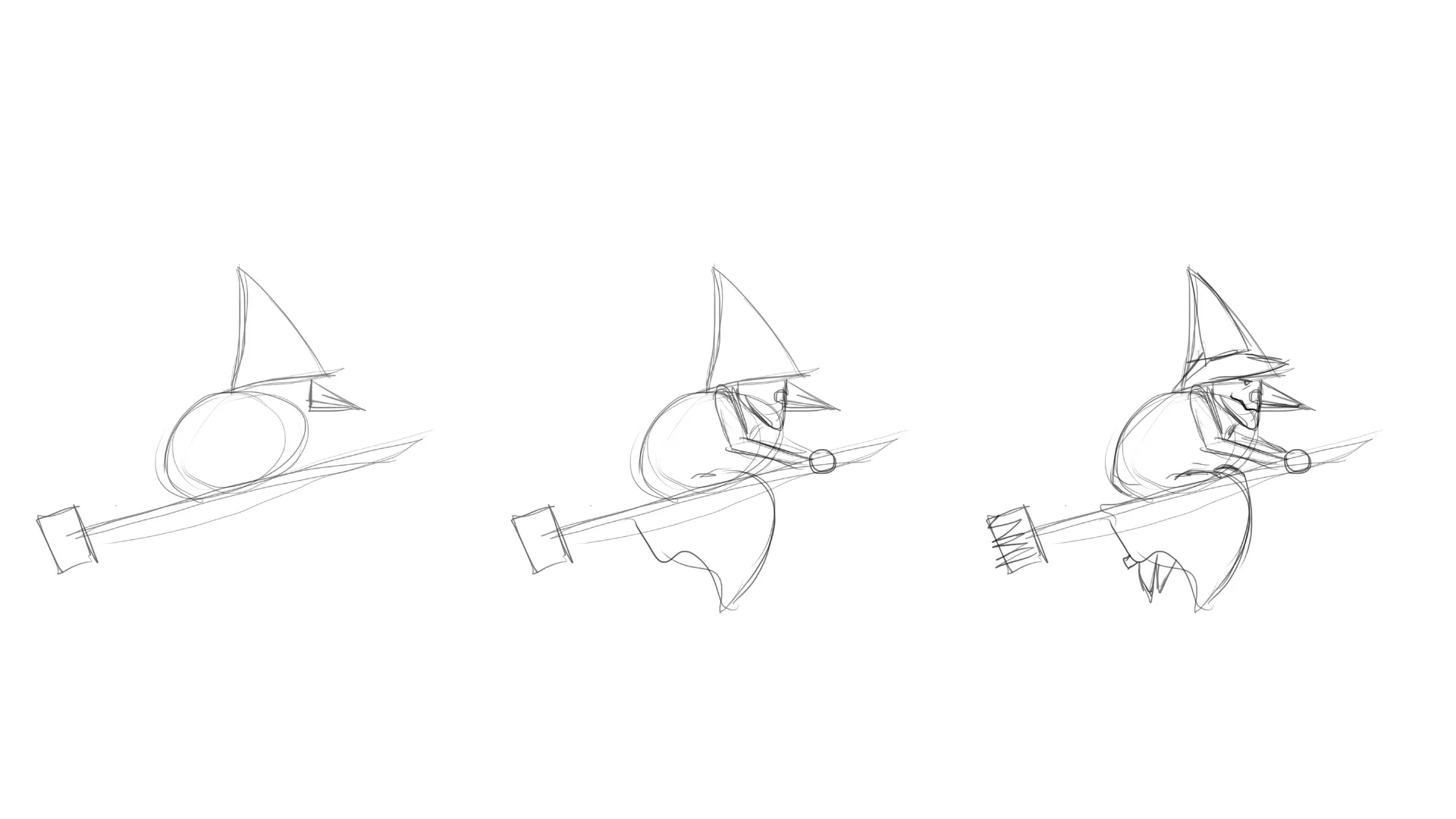 dessiner la base d’une sorcière sur son balai volant