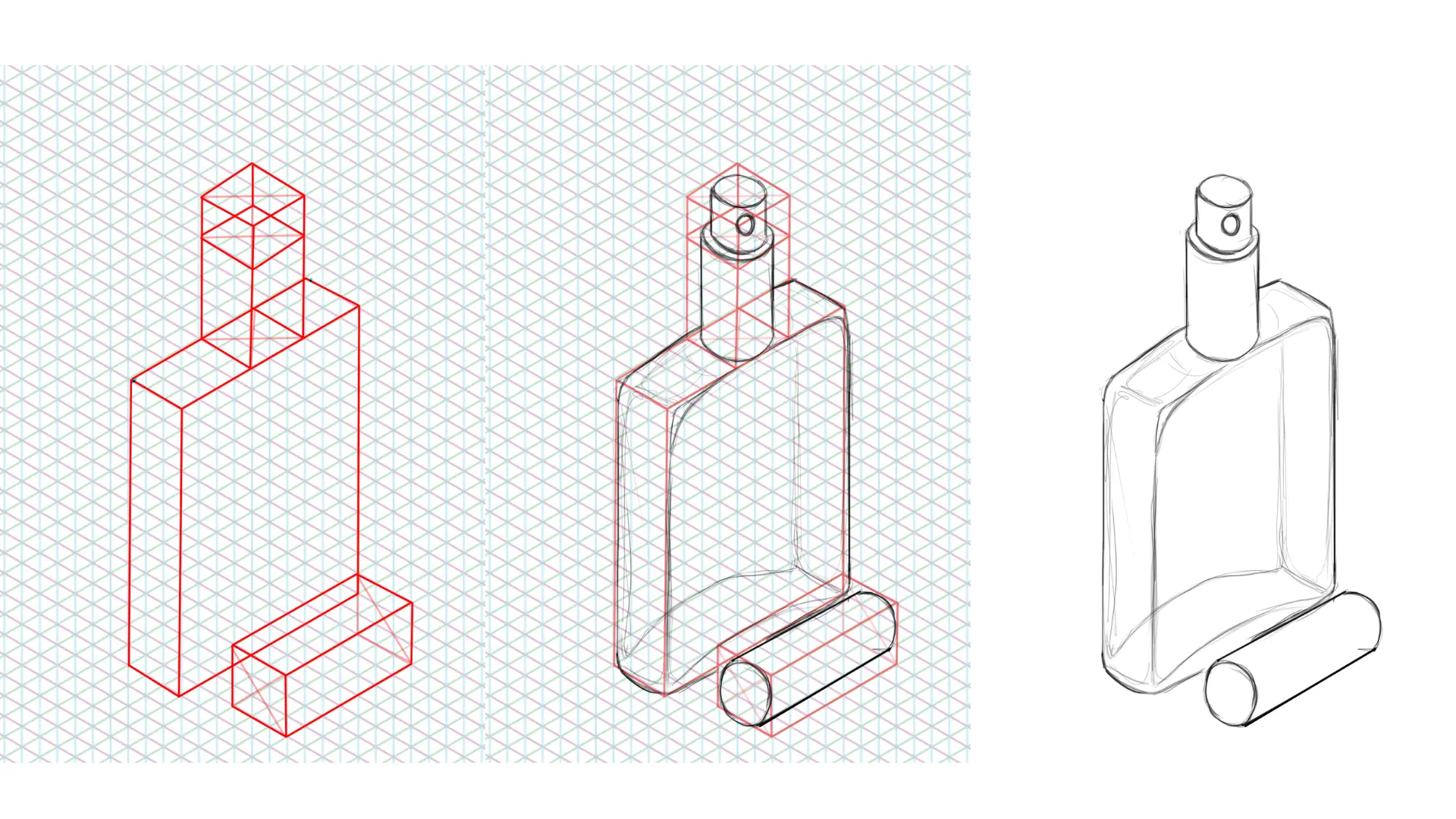 draw an easy perfume bottle in perspective