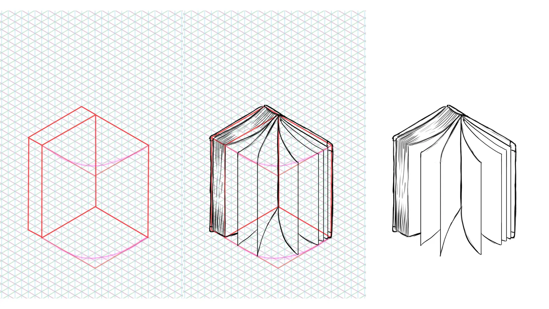draw an open book in perspective easily