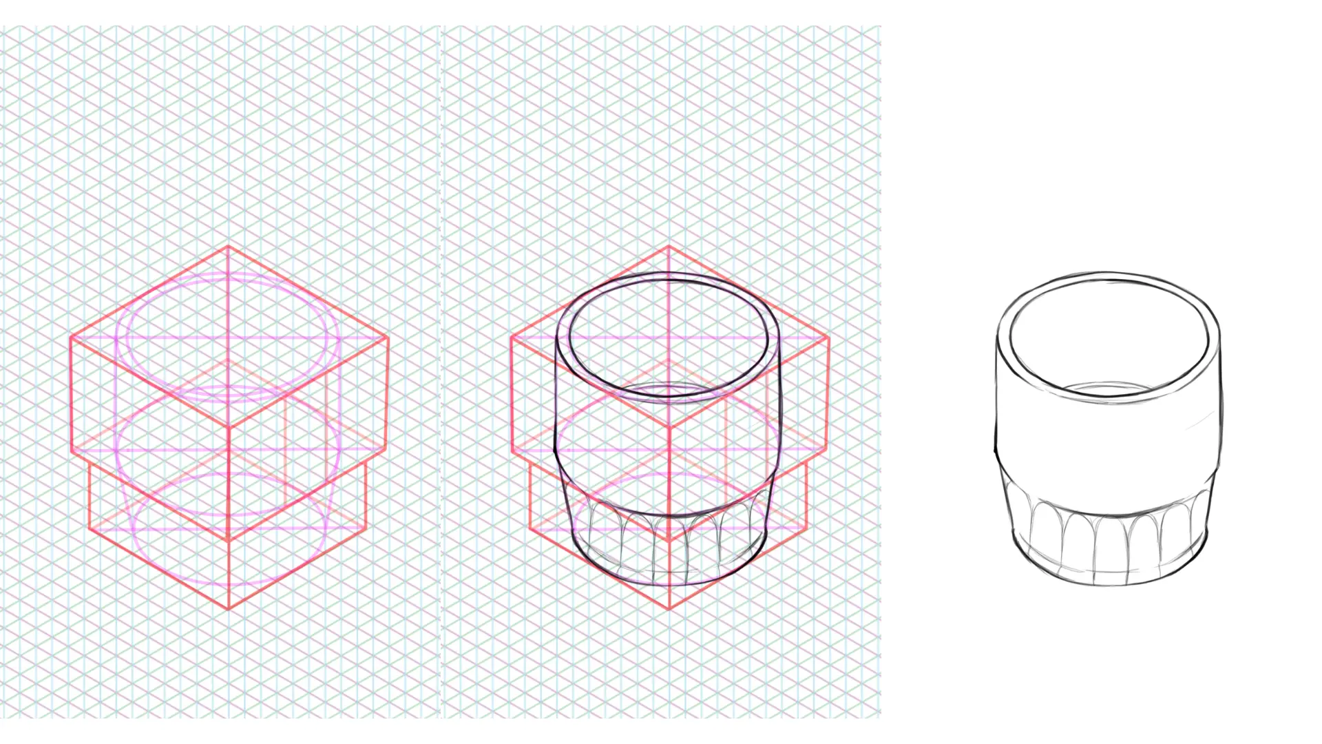 draw a terracotta cup in perspective easily