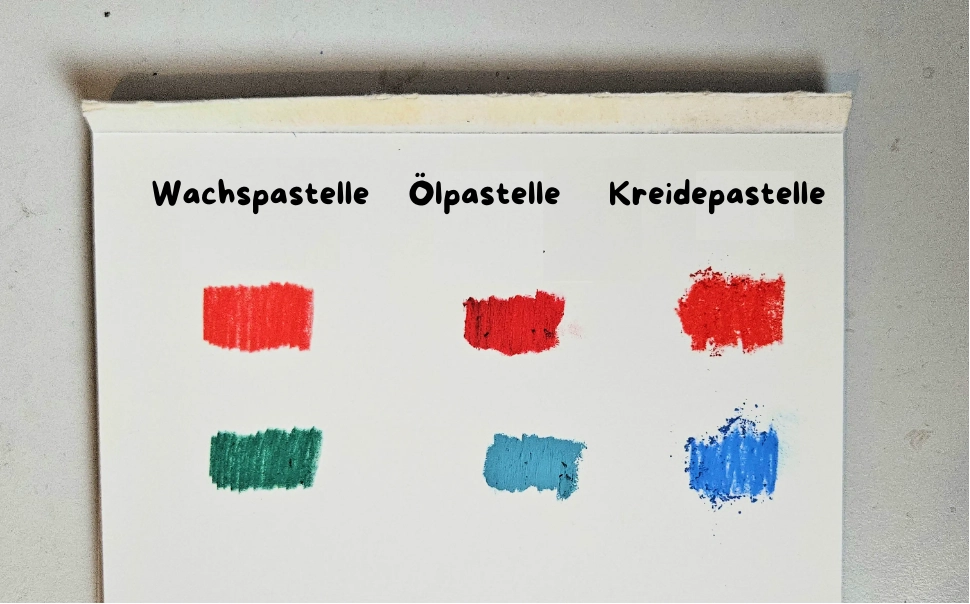 die Unterschiede zwischen Ölpastellen, Wachspastellen und Trockenpastellen