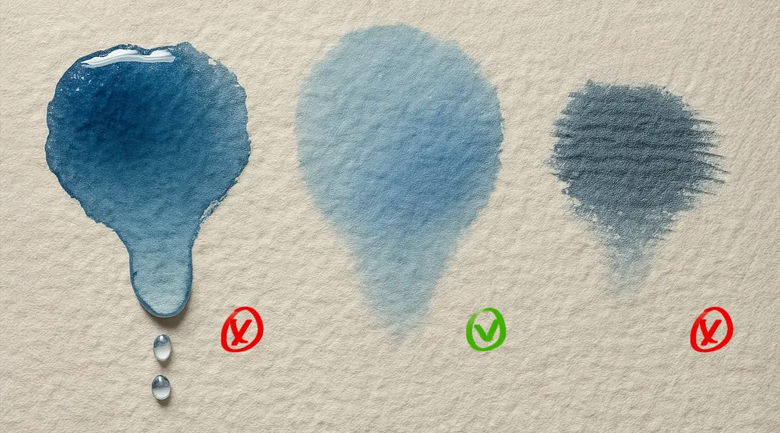 le bon dosage de l’eau à l’aquarelle