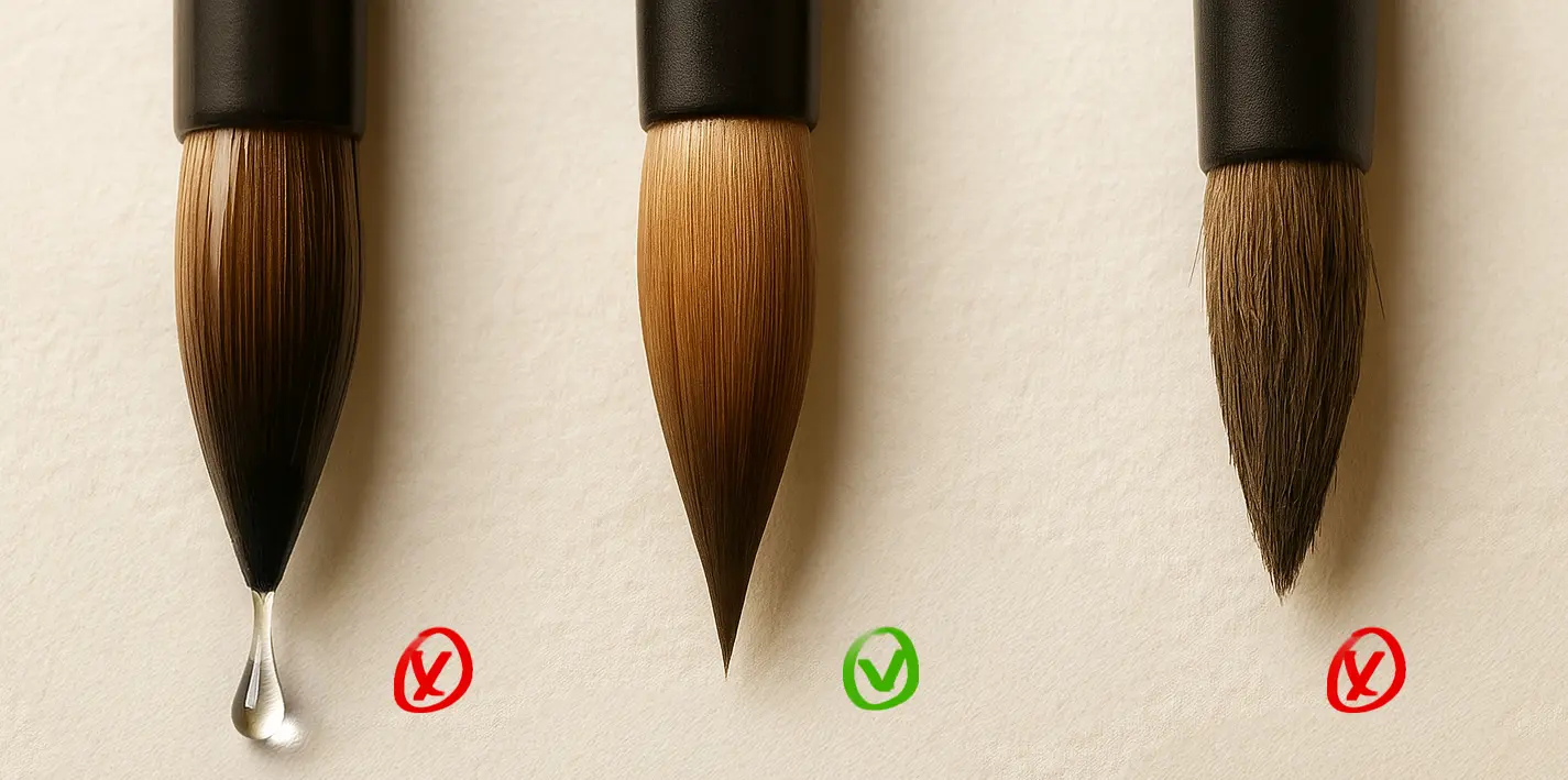 la bonne quantité d’eau sur le pinceau pour l’aquarelle