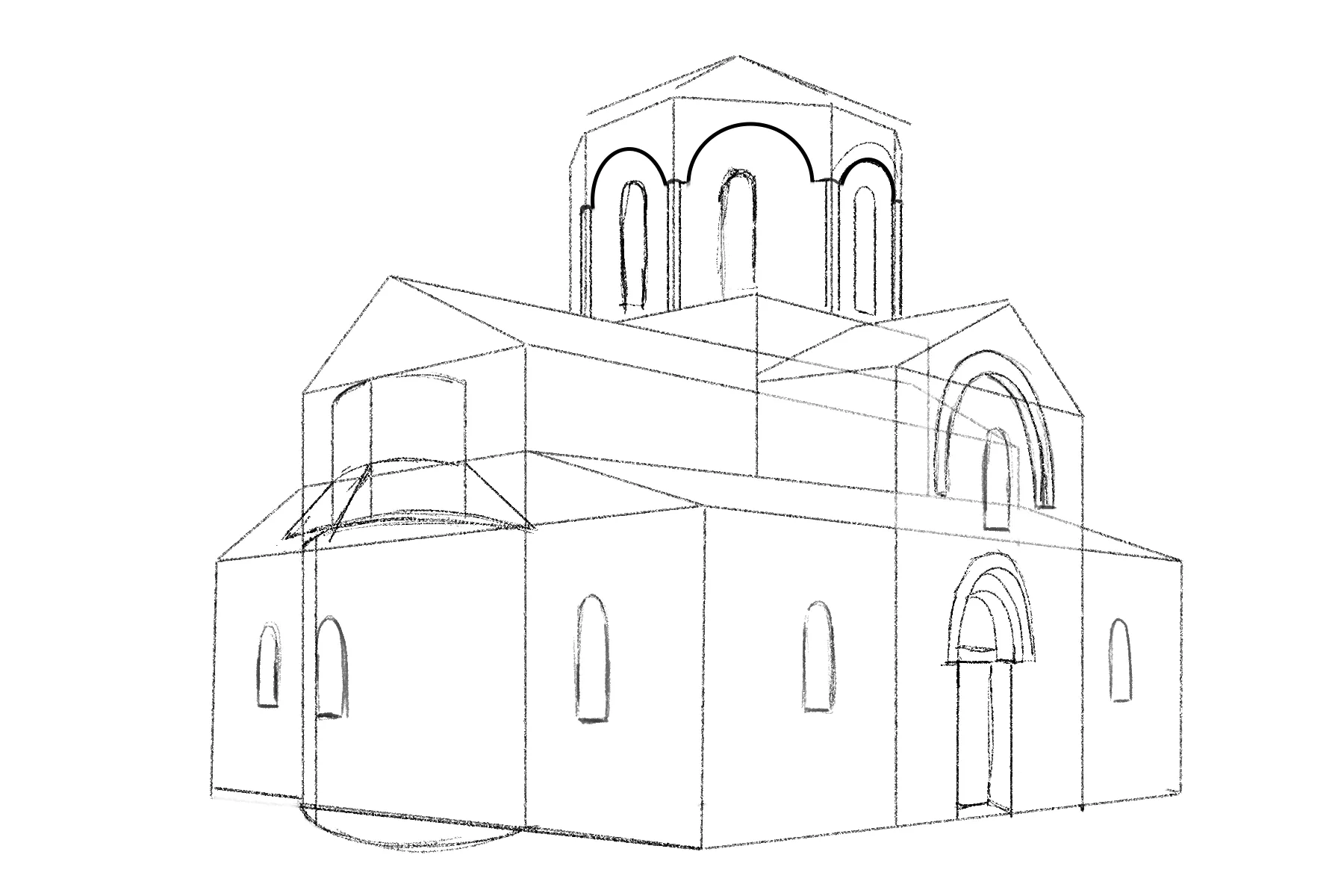 dessiner les fenêtres d’une église