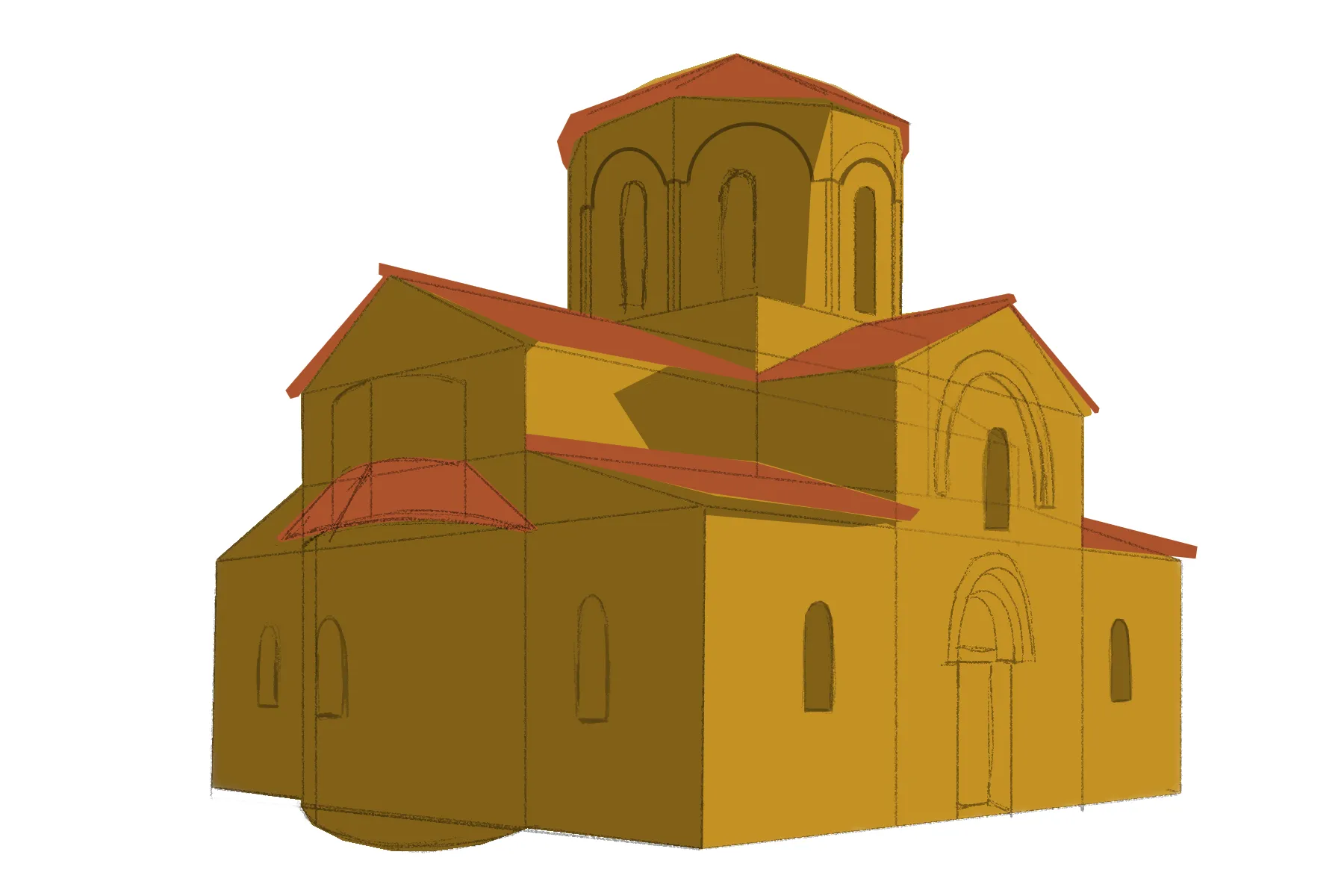 dessiner les murs d’une église