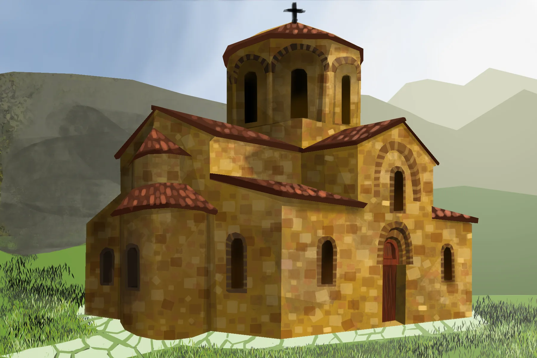 dessiner les rochers d'une église