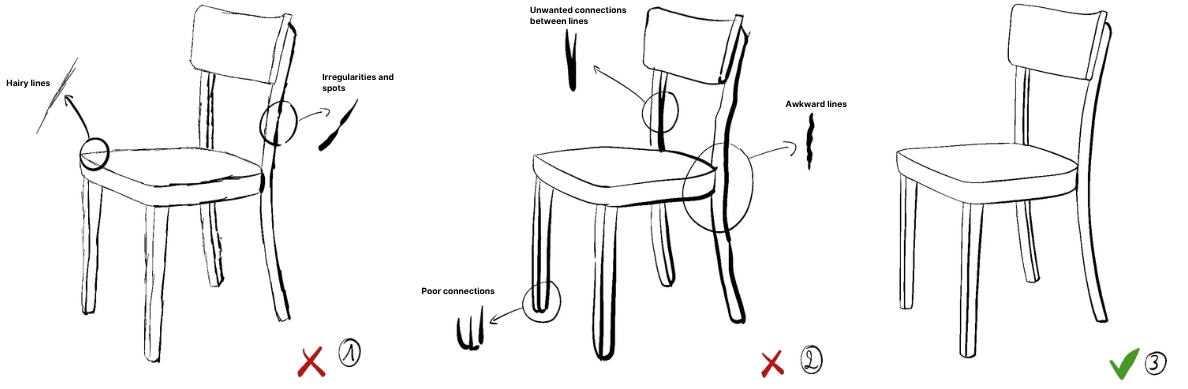 drawing successful lines during inking