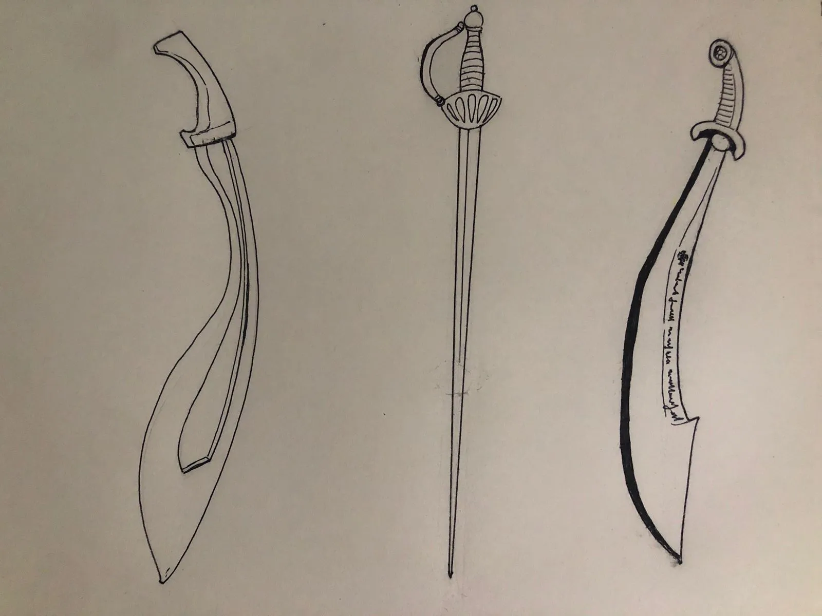 dessiner les détails de plusieurs épées