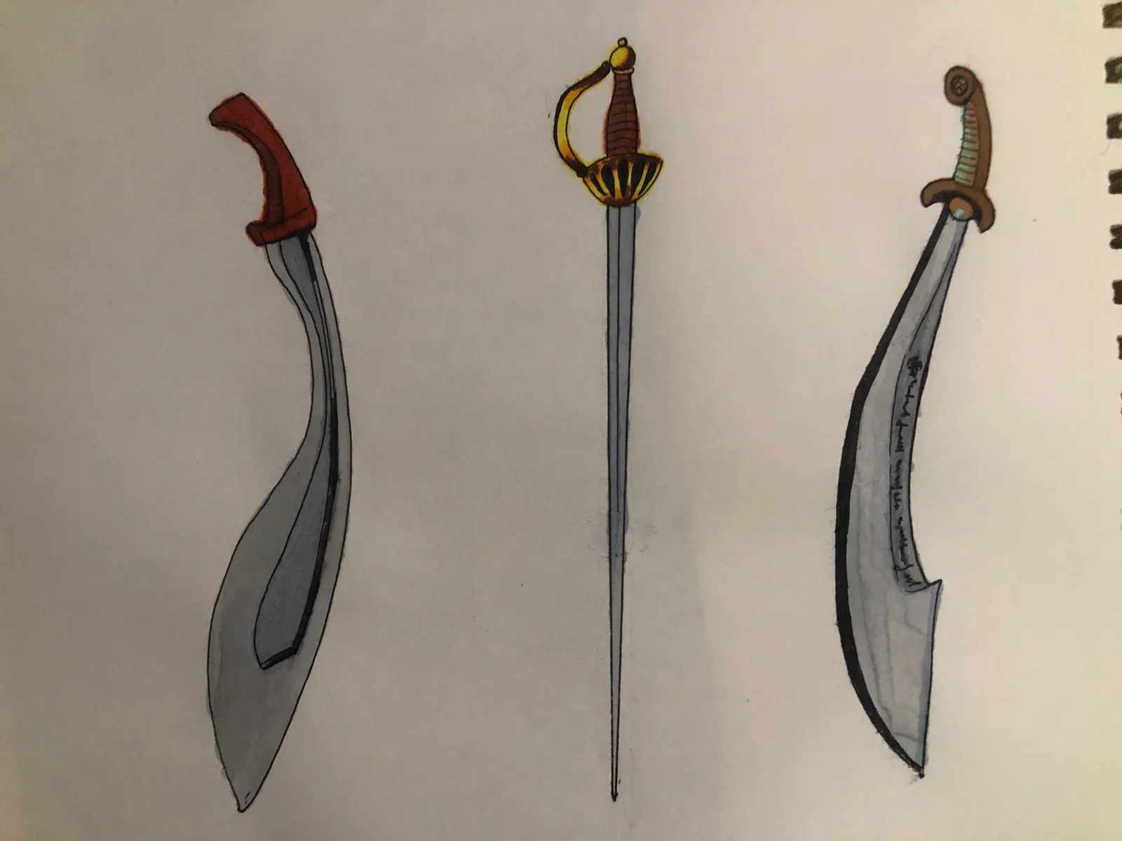 dessiner différentes épées