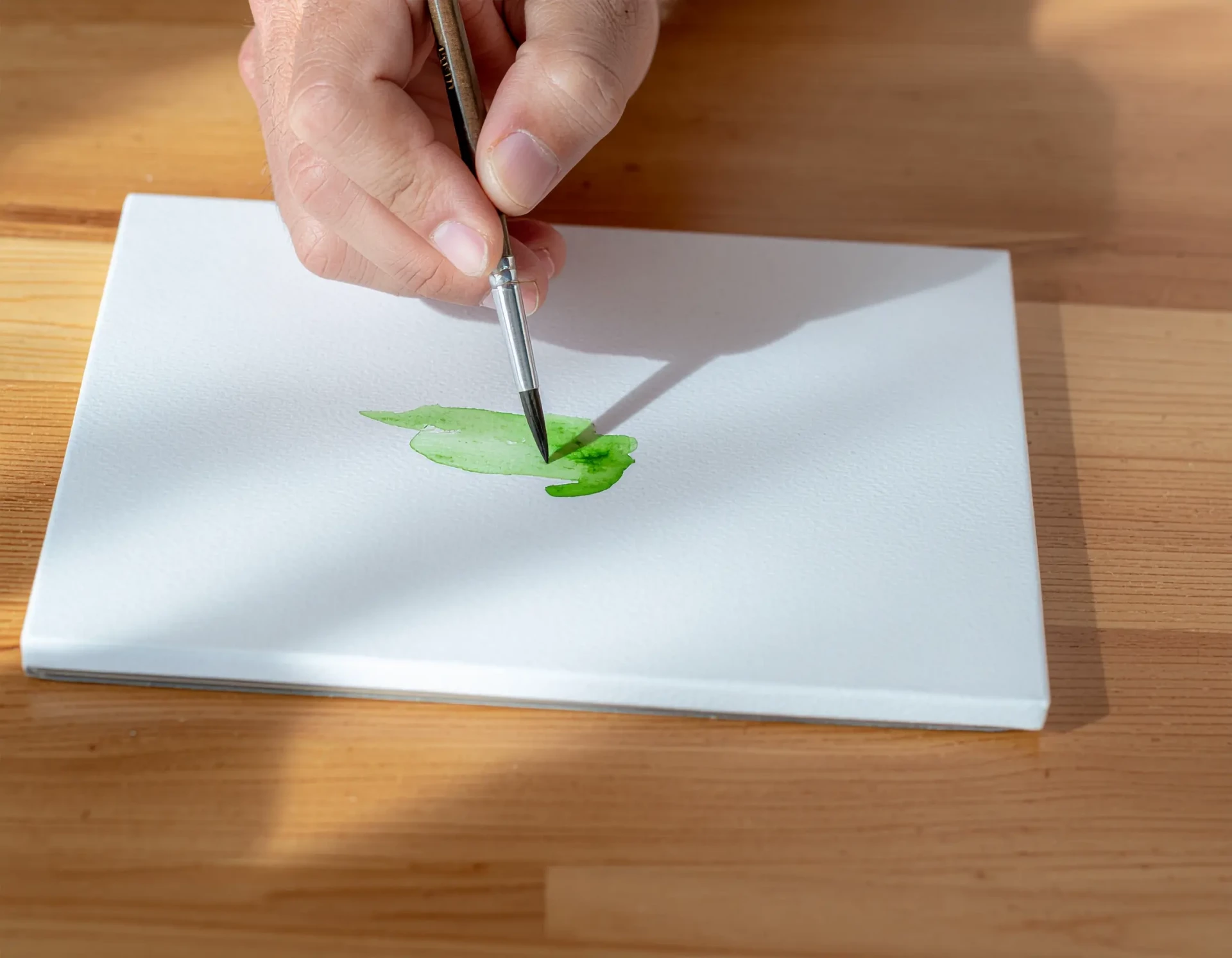 retirer l’excès d’eau avec un pinceau sec pour corriger une erreur à l’aquarelle