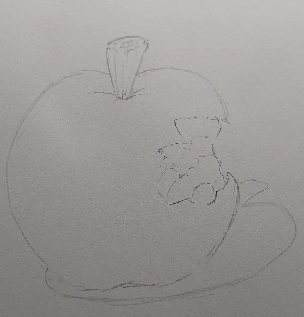 dessiner la base d’une pomme avec la technique de l’estompage