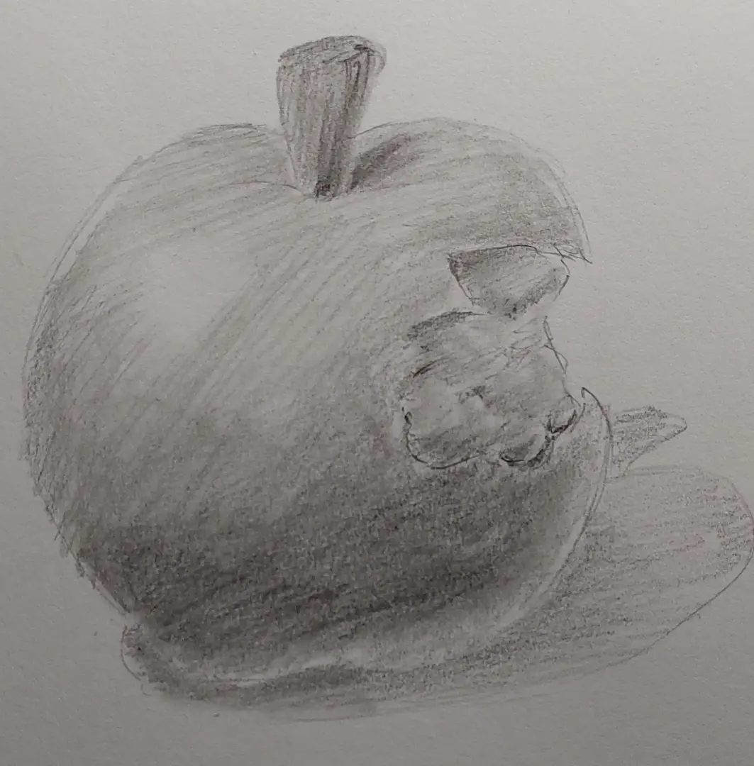 dessiner les dégradés linéaires d’une pomme avec la technique de l’estompage