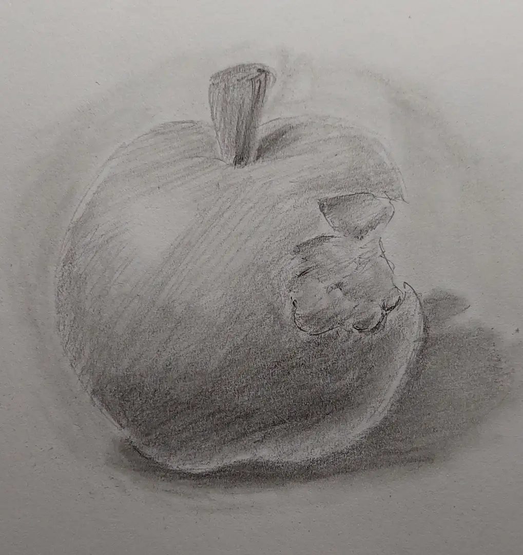 dessiner une pomme avec la technique de l’estompage