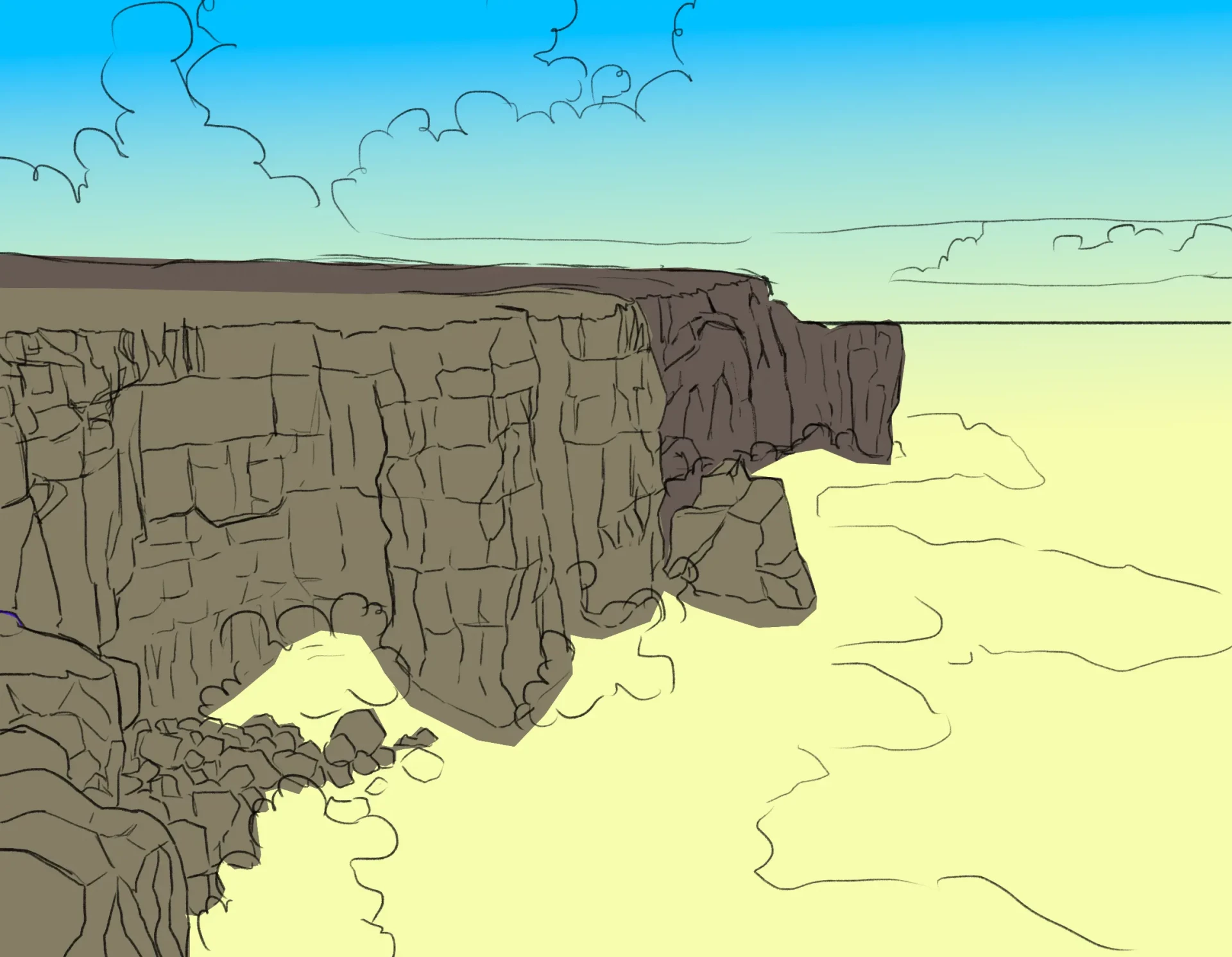 die Farben einer Klippe zeichnen