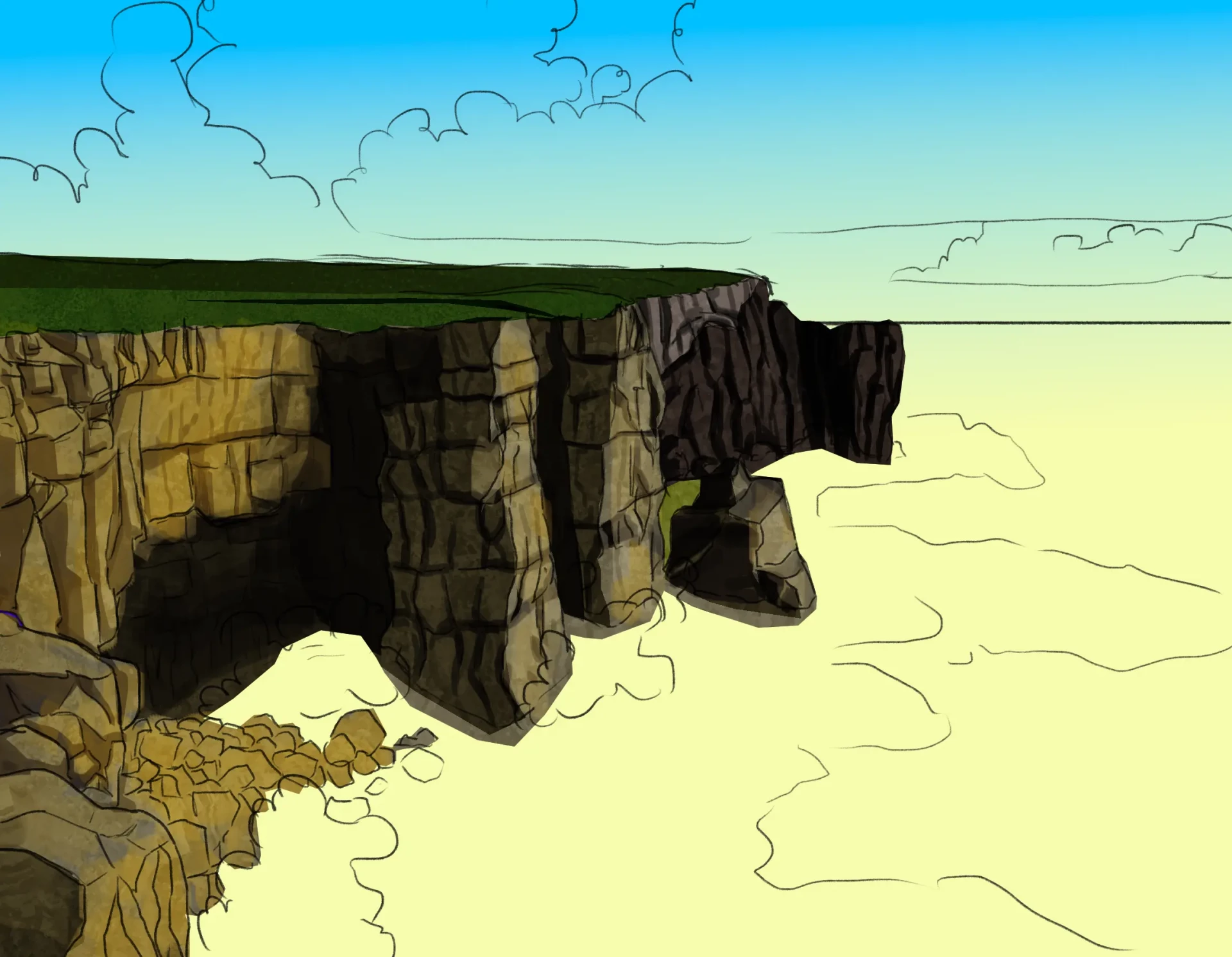 das Licht einer Klippe zeichnen