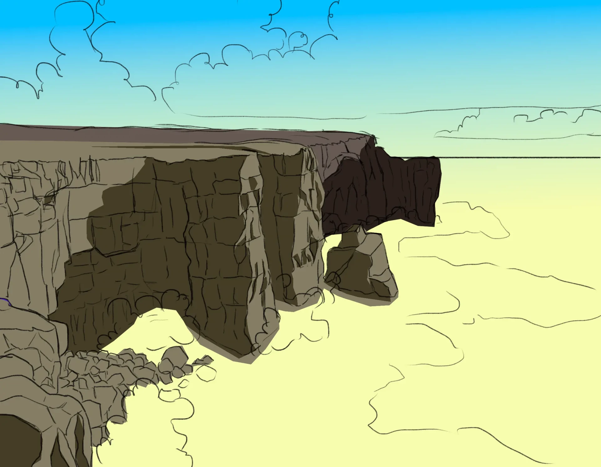 Schatten einer Klippe zeichnen