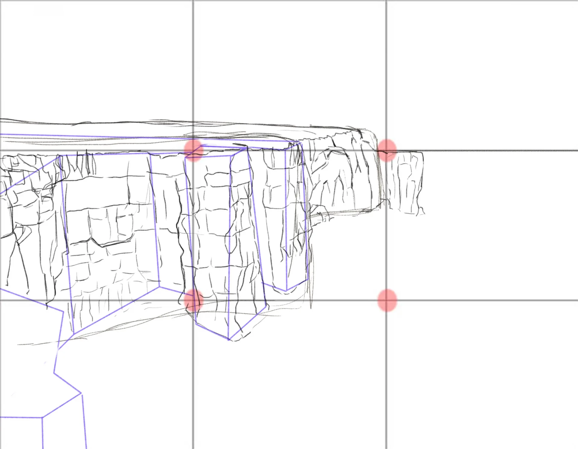zeichne den Vordergrund einer Klippe