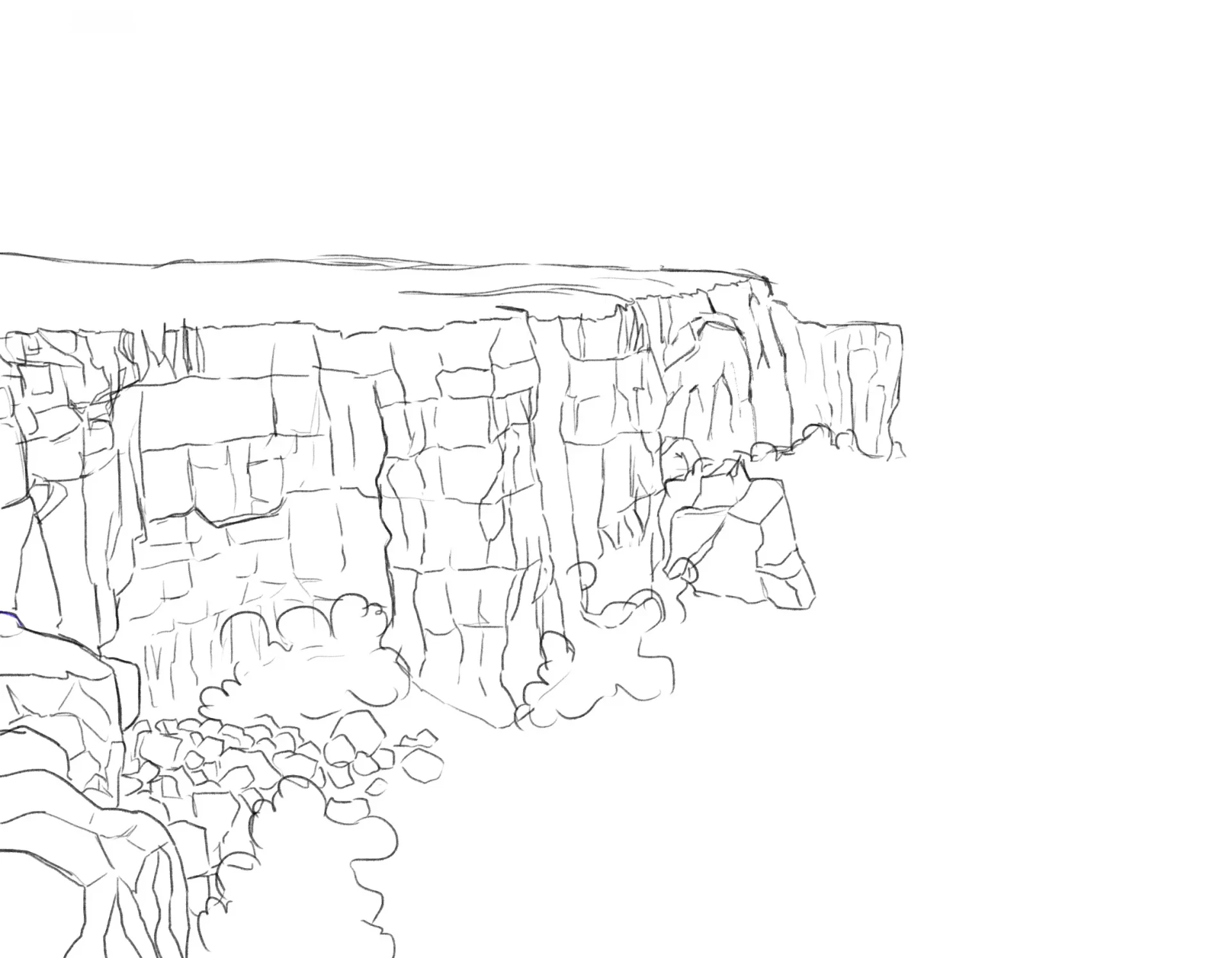 die Felsen einer Klippe zeichnen